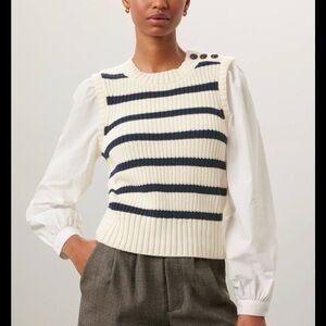 Rails Navy and Cream Striped Sweater Vest